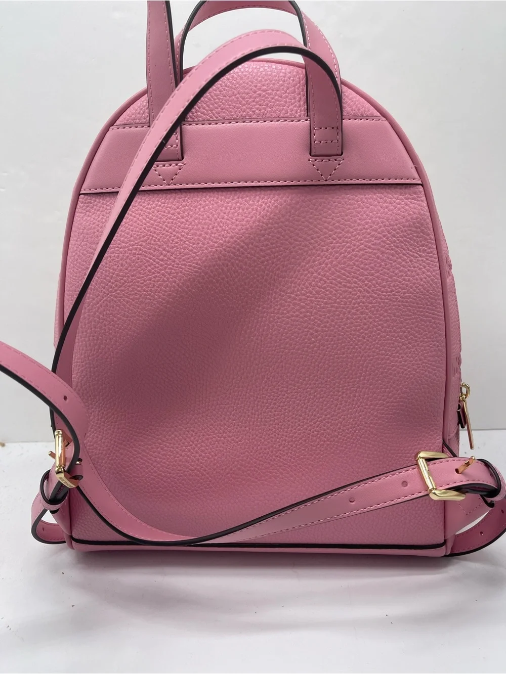 Michael Kors Rhea Medium Zip MK Logo Debossed Backpack Carnation NWT